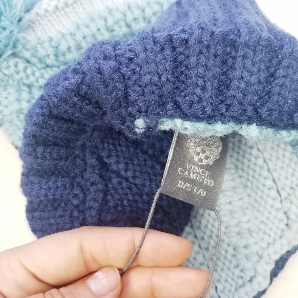 NEW Vince‎ Camuto | Two Tone Knit Beanie + Pompom
